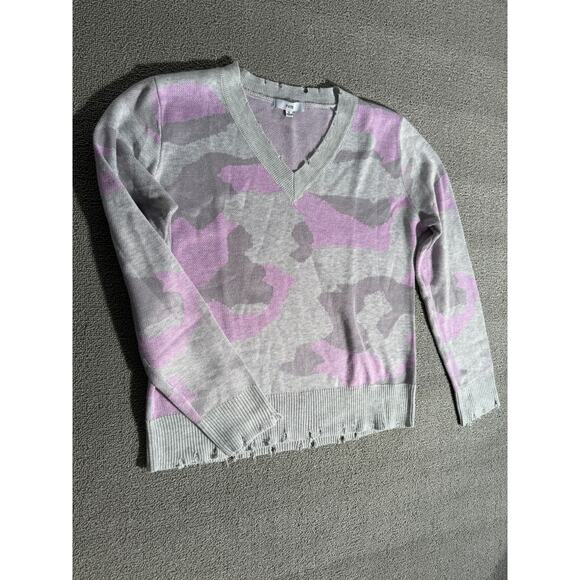 Fate Light Purple Camo Distressed V‑neck Sweater Women S Casual Grunge - Picture 5 of 8